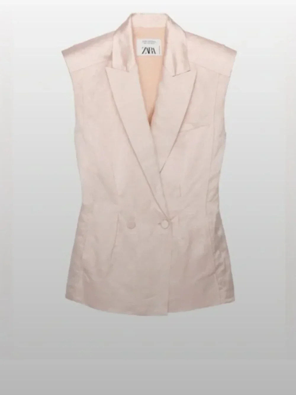 Zara Dusty Pink Sleevdless Silk Double Breasted Vest Size L EUC - Picture 7 of 13